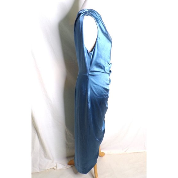 ELLIATT Cassini One-Shoulder Satin Dress Blue X-Large 10 NEW - Picture 8 of 12